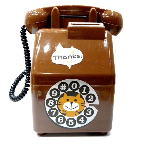 .Cofre Telefone Retro Marrom